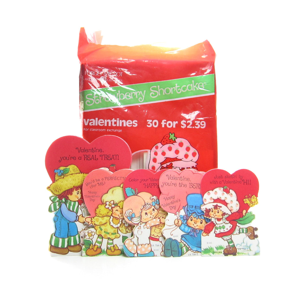 Strawberry Shortcake Valentines Vintage 1986 Valentine's Day Classroom Pack with Envelopes - Opened