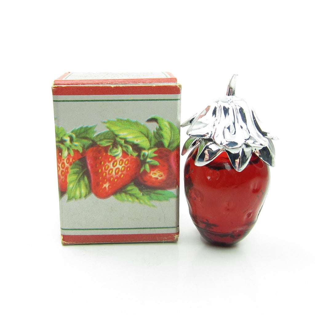 Avon Strawberry Fair Vintage Red Glass Bottle with Moonwind Perfume