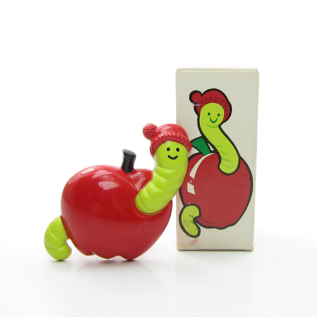 Willy the Worm Pin Pal Vintage Avon 1974 Children's Apple Lapel with Fragrance Glacé