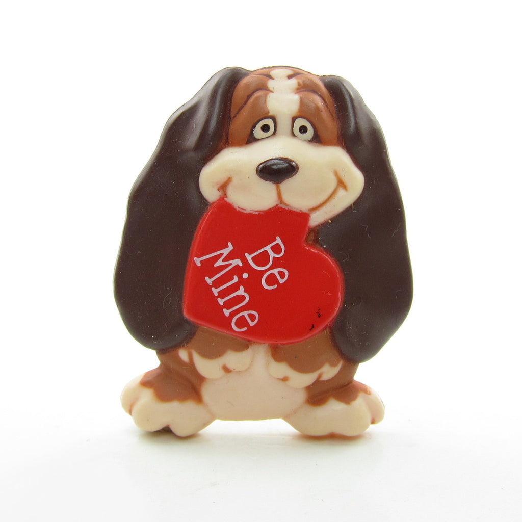 Basset Hound Dog Pin with Be Mine Heart Vintage 1986 Hallmark Valentine's Day Lapel