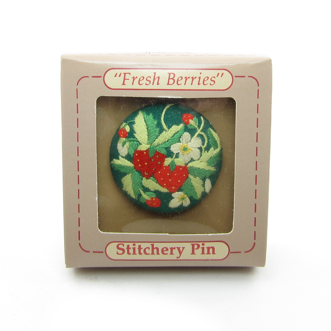 Fresh Berries Hallmark embroidered strawberries stitchery pin