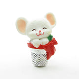 Hallmark pin with white mouse in silver thimble
