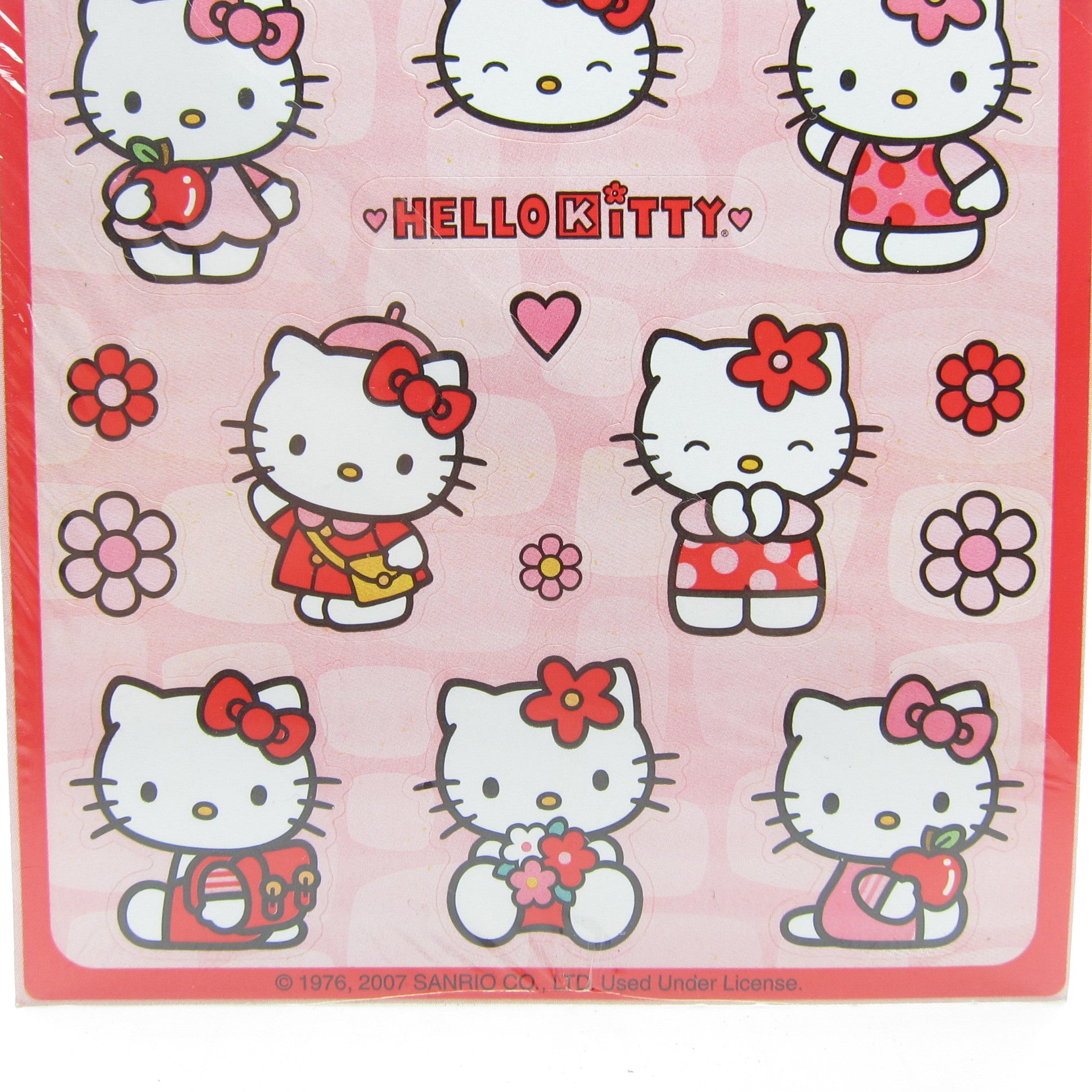 Little Kitty Sticker Hello Kitty Stickers 2007 Sanrio Sticker Sheets with Pink Hearts, Flow ...