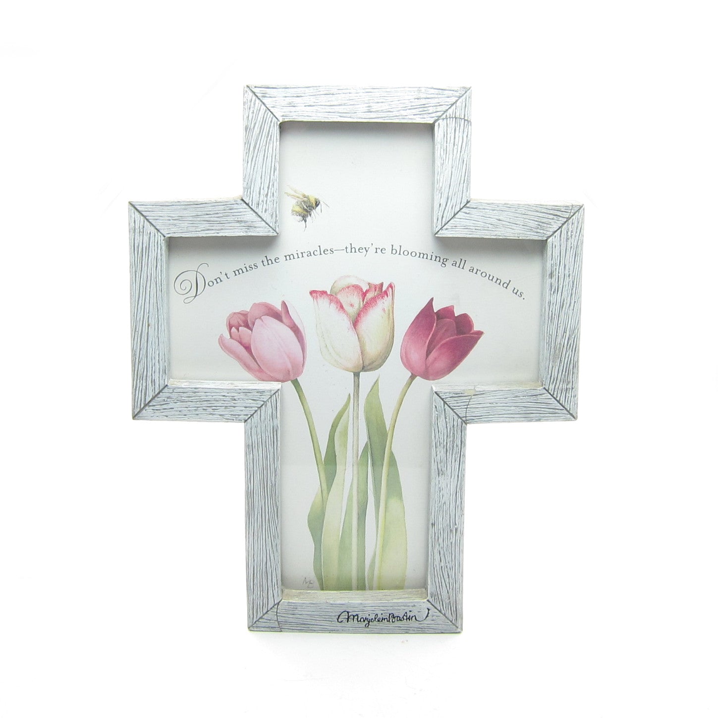 Marjolein Bastin cross framed quote with tulips