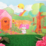 Poochie Playscene cardboard backdrop and vinyl play pieces