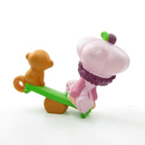 Raspberry Tart with Rhubarb on teeter totter Strawberry Shortcake miniature figurine