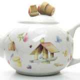 Marjolein Bastin Hallmark teapot with birdhouse and Eurasian blue tits