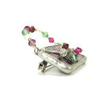 Stained Glass Purse Brooch with Swarovski Crystals