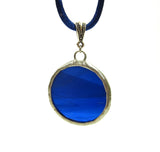 Blue Moon Stained Glass Soldered Pendant Necklace
