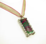 Stained Glass Pendant Necklace with Mardi Gras Glass & Swarovski Crystals