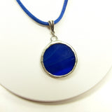 Blue Moon Stained Glass Soldered Pendant Necklace