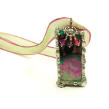 Stained Glass Pendant Necklace with Mardi Gras Glass & Swarovski Crystals