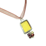 Yellow Stained Glass Necklace with Freshwater Pearls