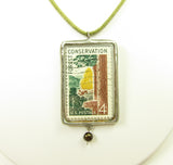 Owl & Forest Conservation Stamp Necklace