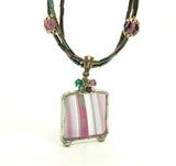 Purple Stained Glass Soldered Pendant Necklace