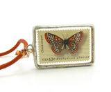 Butterfly Postage Stamp Soldered Pendant Necklace