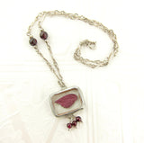 Woodland Fairy Necklace Garnet Fairy Wing in Soldered Glass Pendant