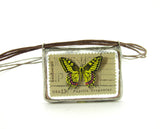 Soldered Pendant Necklace with Butterfly Postage Stamps