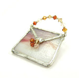 Stained Glass Purse Brooch with Swarovski Crystals