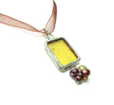 Yellow Stained Glass Necklace with Freshwater Pearls