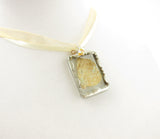 Fairy Necklace Soldered Glass Pendant with Yellow Brown Fairy Wing