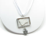 White Winter Fairy Wing Soldered Pendant Necklace