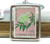 Haiti Postage Stamp Soldered Pendant Necklace