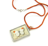 Butterfly Postage Stamp Soldered Pendant Necklace