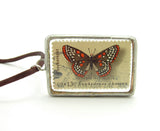 Butterfly Postage Stamp Soldered Pendant Necklace