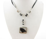 Fairy Wing Necklace with Midnight Black Fairy Wing in Soldered Glass Pendant