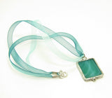 Teal Blue Stained Glass Necklace