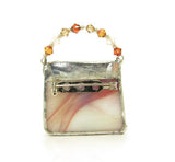 Stained Glass Purse Brooch with Swarovski Crystals