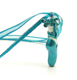 Teal Blue Polymer Clay Pointe Shoe Pendant Necklace