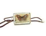 Butterfly Postage Stamp Soldered Pendant Necklace