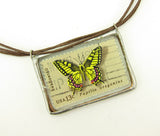 Soldered Pendant Necklace with Butterfly Postage Stamps