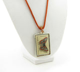 Butterfly Postage Stamp Soldered Pendant Necklace