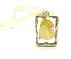 Fairy Necklace Soldered Glass Pendant with Yellow Brown Fairy Wing