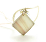 Mauve & White Stained Glass Pendant Necklace