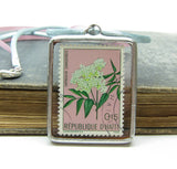 Haiti Postage Stamp Soldered Pendant Necklace
