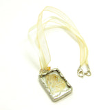 Fairy Necklace Soldered Glass Pendant with Yellow Brown Fairy Wing