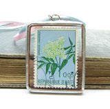 Haiti Postage Stamp Soldered Pendant Necklace
