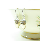 Silver and gold plated acorn earrings