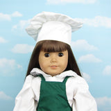 Green apron and chef's hat for 18 inch dolls