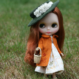 Wool autumn pea coat for Blythe and playscale dolls