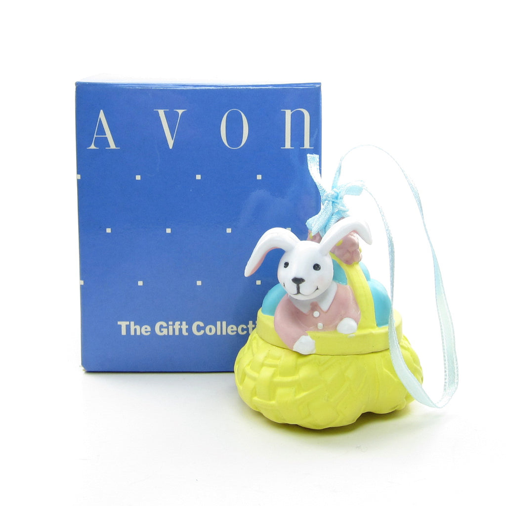 Avon Busy Bunny Vintage Easter Bunny with Basket Ornament