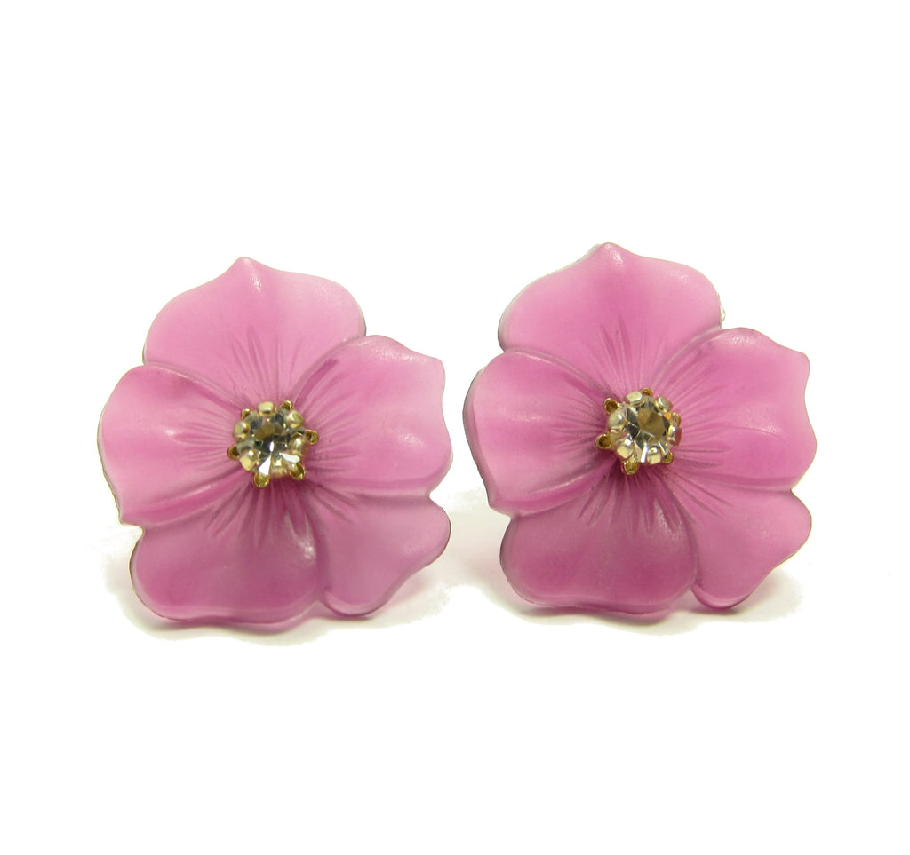 Avon Vintage Frosted Floral Pansy Flower Convertible Earrings
