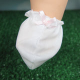 Baby Doll Booties - White with Pale Pink Bow