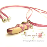 Mauve Polymer Clay Pointe Shoe Necklace