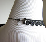 Lace Choker Necklace with Black Swan Ballet Pendant