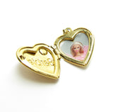 Gold heart Barbie locket pendant with pink rhinestone